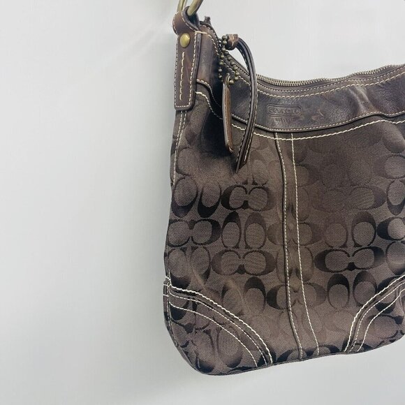 Coach Signature Logo Canvas/Leather Crossbody Shoulder Bag Purse Brown E06U-1040 - Picture 7 of 16